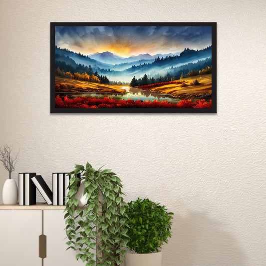 Autumn in the Mountains Beautiful Nature Wall Painting for Living Room