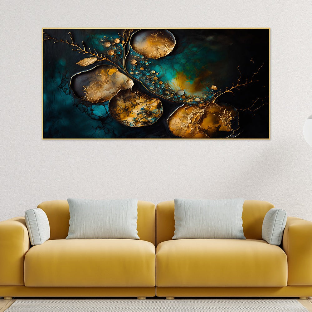 Beautiful Abstract Fluid Canvas Art Painting for Wall Decoration With Floating Frame