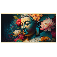 Colorful Abstract Buddha Statues Floating Frame Canvas Wall Painting For Home Decoration