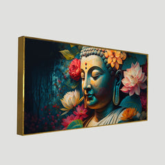 Colorful Abstract Buddha Statues Floating Frame Canvas Wall Painting For Home Decoration