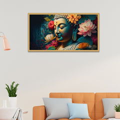 Colorful Abstract Buddha Statues Floating Frame Canvas Wall Painting For Home Decoration