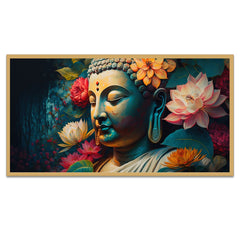 Colorful Abstract Buddha Statues Floating Frame Canvas Wall Painting For Home Decoration