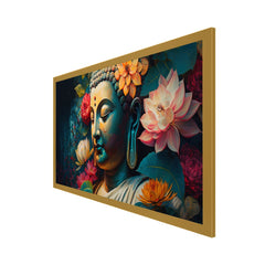 Colorful Abstract Buddha Statues Floating Frame Canvas Wall Painting For Home Decoration