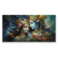 Beautiful Radha Krishna Multicolor Religious Floating Frame Canvas Painting