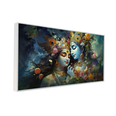 Beautiful Radha Krishna Multicolor Religious Floating Frame Canvas Painting