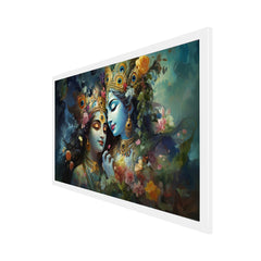 Beautiful Radha Krishna Multicolor Religious Floating Frame Canvas Painting