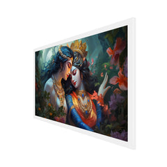 Beautiful Radha Krishna Hindu Religious Floating Frame Canvas Painting For Wall Décor