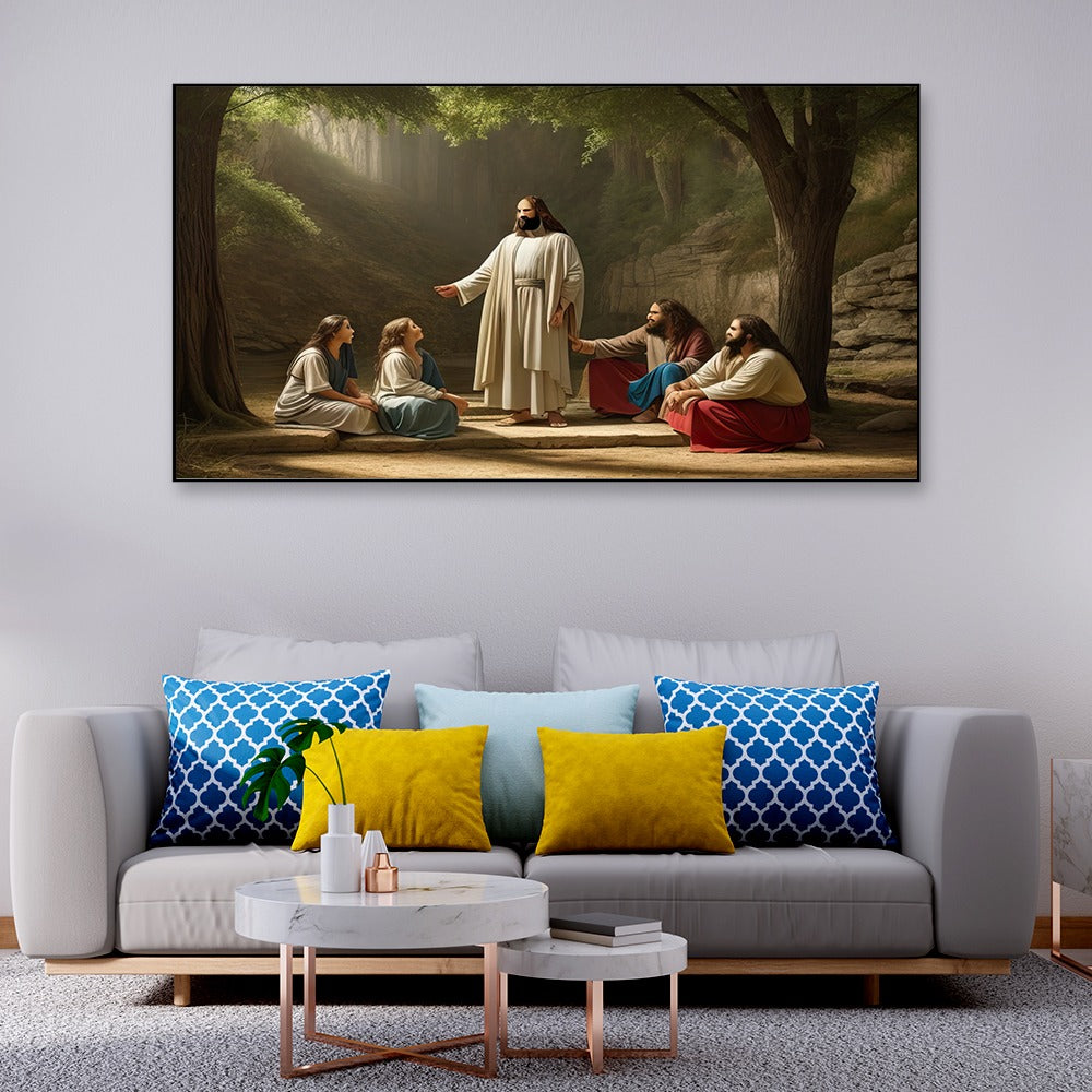 Lord Jesus Christ Religious Floating Frame Canvas Painting for Wall Décor