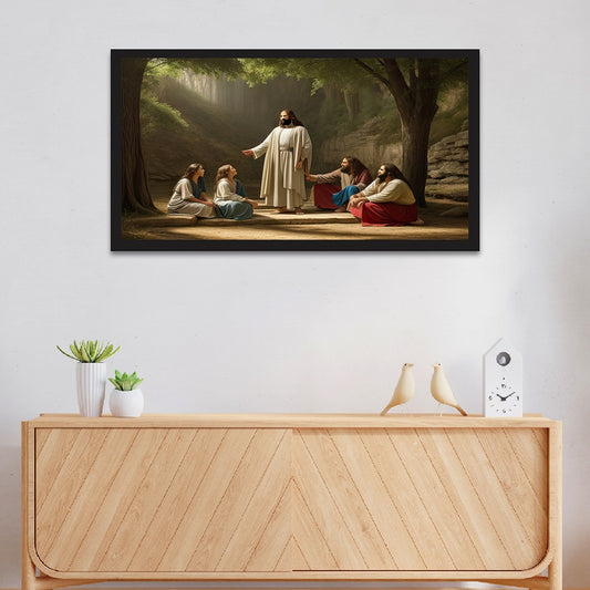 Lord Jesus Christ Religious Floating Frame Canvas Painting for Wall Décor