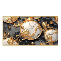 3D Gold White Flowers Art Set Wall Art Floating Frame Canvas Wall Painting