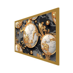 3D Gold White Flowers Art Set Wall Art Floating Frame Canvas Wall Painting