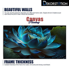 Blossom Blue Lotus Floating Frame Canvas Painting for Vastu