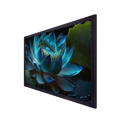 Blossom Blue Lotus Floating Frame Canvas Painting for Vastu