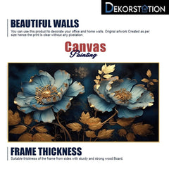 Blue and Gold 3D Floating Frame Canvas Wall Painting