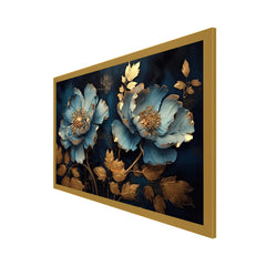 Blue and Gold 3D Floating Frame Canvas Wall Painting