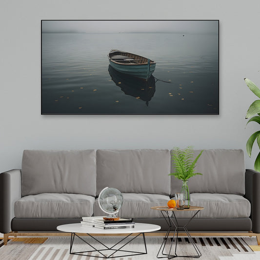 Boat on the Lake Floating Frame Canvas Wall Painting