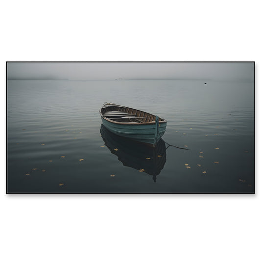 Boat on the Lake Floating Frame Canvas Wall Painting