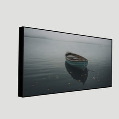 Boat on the Lake Floating Frame Canvas Wall Painting