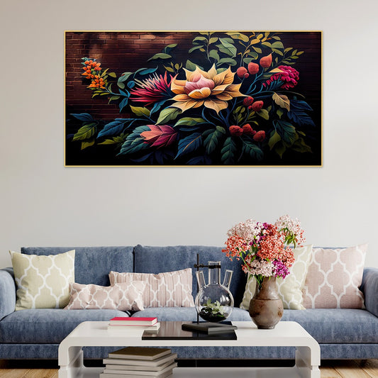 Nature Beauty in a Floral Bouquet Floating Frame Canvas Wall Painting