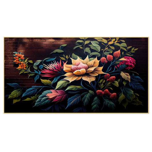 Nature Beauty in a Floral Bouquet Floating Frame Canvas Wall Painting