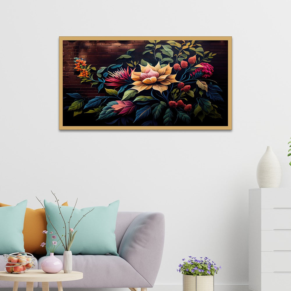 Nature Beauty in a Floral Bouquet Floating Frame Canvas Wall Painting