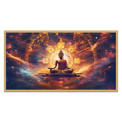 Lord Gautam Buddha Wall Canvas Painting with Floating Frame for Home Decor