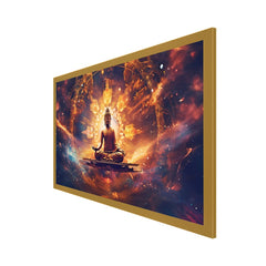 Lord Gautam Buddha Wall Canvas Painting with Floating Frame for Home Decor