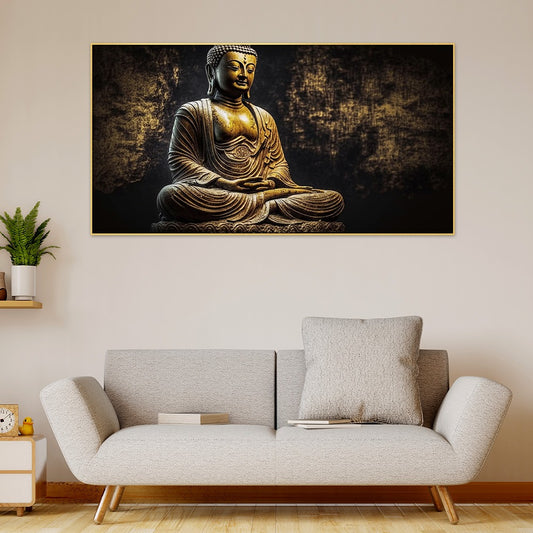 Peaceful Meditating Buddha Canvas Wall Painting for Home and Office Décor