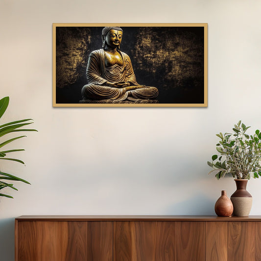 Peaceful Meditating Buddha Canvas Wall Painting for Home and Office Décor