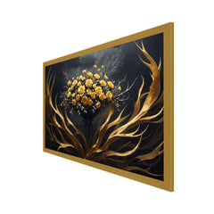 3D Yellow and Gold Flower Floating Frame Canvas Wall Painting