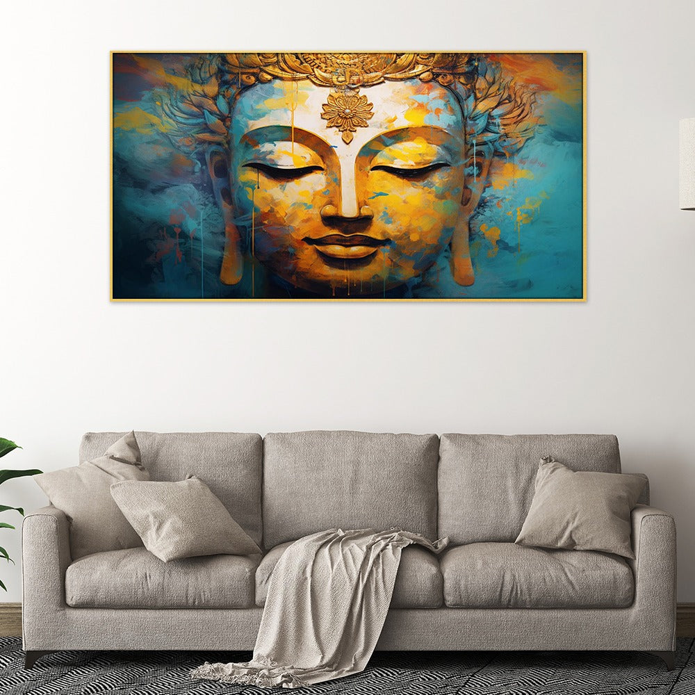 Meditating Buddha Peace and Harmony Vastu Floating Frame Canvas Wall Painting