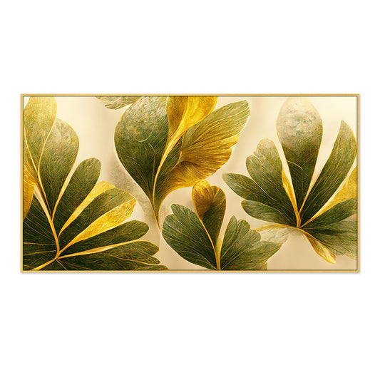 Beautiful Green and Golden leaves Canvas Wall Painting
