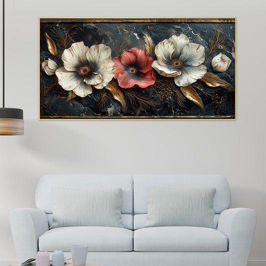 Elegant Pink and White Floral Canvas Wall Painting