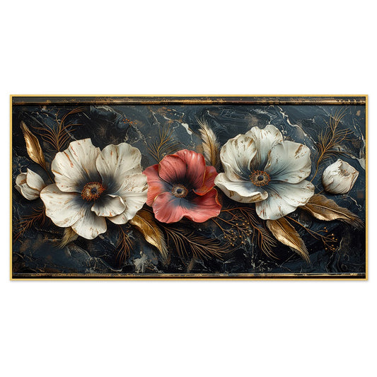 Elegant Pink and White Floral Canvas Wall Painting