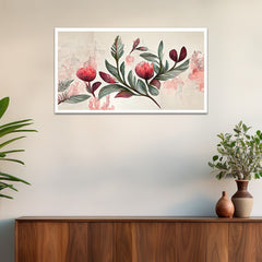 Elegant Pink Flower and Green Leaf Canvas Wall Painting