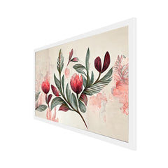 Elegant Pink Flower and Green Leaf Canvas Wall Painting