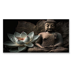 Meditating Buddha with Lotus flower Modern Art Canvas Wall Painting