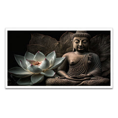 Meditating Buddha with Lotus flower Modern Art Canvas Wall Painting