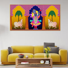 Indian Folk Shreenathji Pichwai Canvas Wall Painting