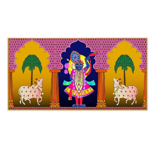 Indian Folk Shreenathji Pichwai Canvas Wall Painting