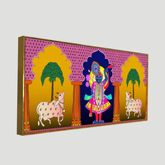 Indian Folk Shreenathji Pichwai Canvas Wall Painting