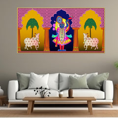 Indian Folk Shreenathji Pichwai Canvas Wall Painting