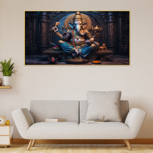 Lord Ganesha Hindu Religious Canvas Wall Painting