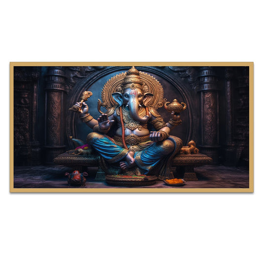 Lord Ganesha Hindu Religious Canvas Wall Painting