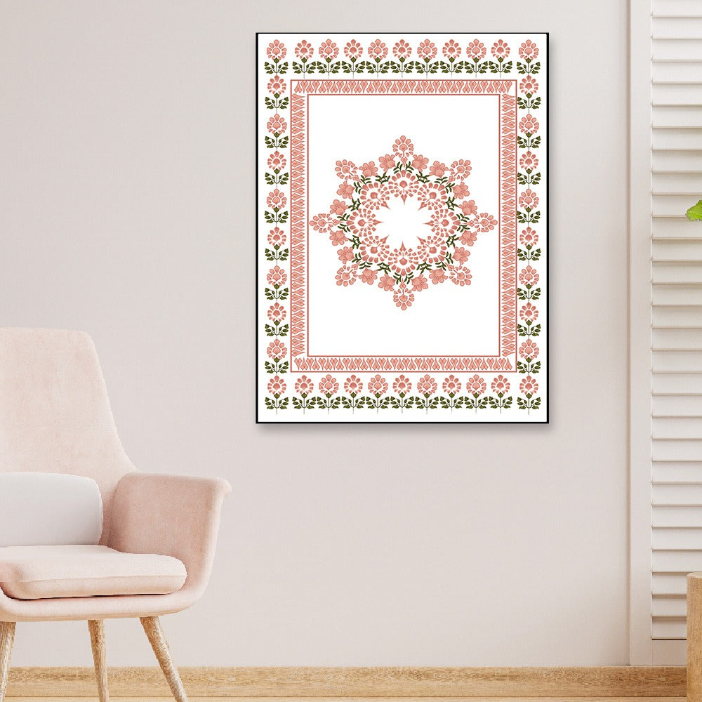 Mandala of Marigolds Floating Frame Canvas Wall Painting