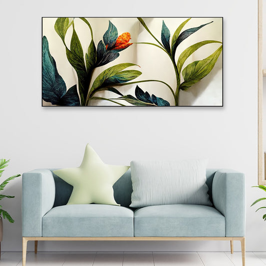 Bold Elements of Plants Leaves and Flower Canvas Wall Painting