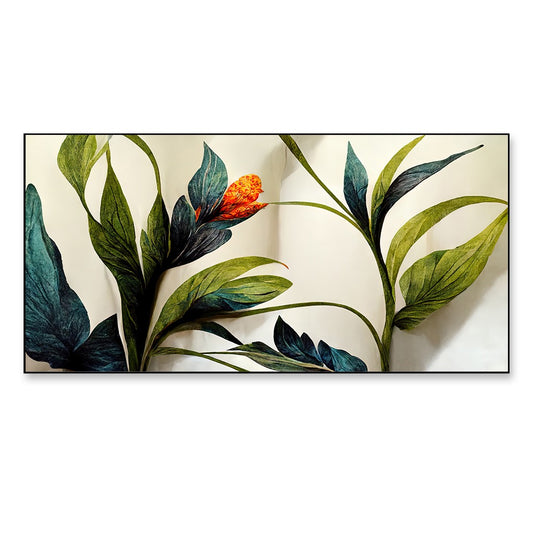 Bold Elements of Plants Leaves and Flower Canvas Wall Painting