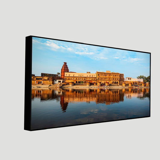 Beautiful Ganga Ghat Krishna Temple Vrindavan Canvas Wall Painting