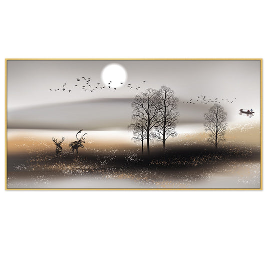 Moon Tree Forest Nature Canvas Wall Painting