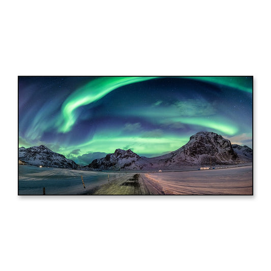 Beautiful Northern Lights Explosion on Snowy Mountain Range Canvas Wall Painting